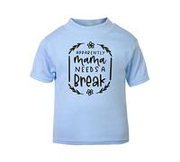 Apparently Mama Needs a Break Statement [BBY5] Short Sleeve Cotton Toddler t Shirt, 1-2 Years, Pastel Blue