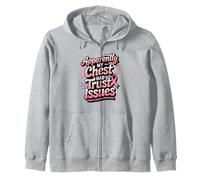 Apparently My Chest Had Trust Issues Breast Cancer Awareness Zip Hoodie