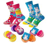 Apparlxer 3 Pairs Easter Socks for Women,Colourful Animal Socks for Easter Eggs Hunt,Pre Filled Easter Eggs Include Rabbit Chick Egg Pattern Print Socks,EasterGifts for Women