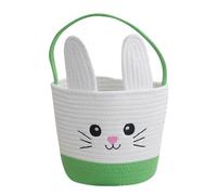 Apparlxer Easter Basket, Large Capacity Woven Baskets with Bunny Ears und Cute Expressions, Reusable Easter Egg Hunt Basket Eastergift Baskets for Teenager Treasure Hunt Activities (Green)