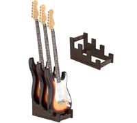 APPASO 3 Guitar Rack, Solid Pine 3 Wooden Guitar Stand, Portable Electric Guitar Stand Floor, Space-Saving Guitar Racks for Electric Guitar, Bass Guiatar Display (Brown)