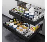 Appaso Expandable Pull Out Cabinet Organizer, Adjustable 32-52Cm Pull Out Drawers For Cabinets(Black, 2Pc,52Cm Deep)