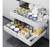 Appaso Expandable Pull Out Cabinet Organizer, Slide Out Drawers For Kitchen Cabinets (White, 2Pc,52Cm Deep)