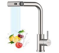 APPASO Waterfall Kitchen Tap, Waterfall Mixer Tap with Pull Out Spray, Sink Taps with 3 Functions, 360° Swivel Single Handle, Kitchen Faucet 1 Hole Stainless Steel Brushed