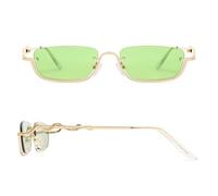 Appassal Retro Oval Sunglasses for Men Women with Hexagonal Rectangle Metal Frame AP3625, D3 Gold/Green, Medium