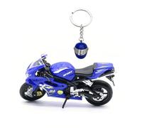 APPCRFM Alloy Motorbike Toy And Helmet Keychain Set,Simulation Motorbike Model Pull-Back Vehicle Toy For Child Intellectual Toys Gift Set Motorcycle Alloy Collection Gift Racing Model Decoration-Blue