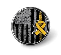 Appendix Cancer Awareness America Flag Round Metal Badge Lapel Pin,Stylish Patriotic Pattern Button Brooch Decorative Badges for Men Women
