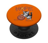 Appendix Cancer Awareness Orange Ribbon Cute Cat PopSockets Adhesive PopGrip