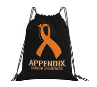 Appendix Cancer Awareness Women Men Drawstring Bag Waterproof Drawstring Backpack Large Gym Sack For Hiking Climbing Beach