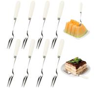 Appetizer Forks 8Pcs Fruit Fork 5.7'' Cocktail Forks Stainless Steel Dessert with Ceramic Handle Mini for Appetizers for Party, Banquet, Cocktail Appetizer