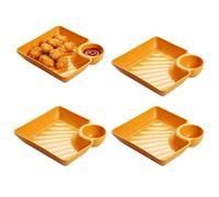 Appetizer Tray - Divided Serving Tray with Dip Container, Heat Resistant Non-Slip | Portable Dinner Dish Snack Platter for Party Appetizer Dessert Dumplings Fruit Salad Breakfast Lunch Dinner