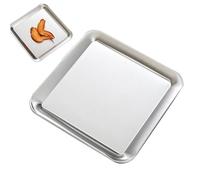 Appetizer Tray, Stainless Steel Food Serving Tray Rectangular Mirrored Silver Decorative Serving Platters for Party Fruit Cake(L)