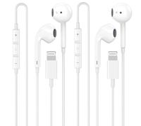 [APPL MFi Certified] 2 Pack for iPhone Headphones Wired Earbuds/Earphones with Built-in Microphone & Volume Control HiFi Stereo Nosie Reduction for iPhone 14 13 12 11 Pro Max XS XR X 8, Plug and Play