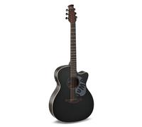 Applause E-Acoustic Guitar Jump Dark Matter AEO-69-5S, solid European spruce top, cut away, open-pored rosewood matte finish, matte black top, preamp with tuner, black machine heads