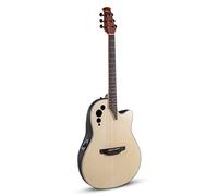 Applause Electro-Acoustic Guitar Elite AE44 Mid Cutaway - Roundback Lyrachord Body Mid-Depth - AP3TP Preamp - Spruce Top - Natural Satin - AE44-4S