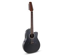 Applause Electro-Acoustic Guitar Traditional AB2412 Mid Cutaway 12-string - Roundback Lyrachord Body Mid-Depth - AP3TP Preamp - Spruce Top - Black Satin - AB2412-5S