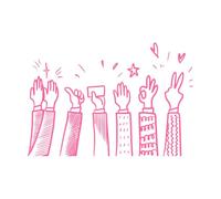 Applause Hand Draw Doodle Clapping Ovation Thumbs up Gesture Engraving Decals 36x52.6cm Removable Without Leaving Glue Pink