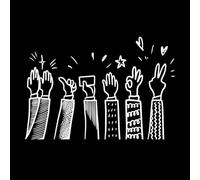 Applause Hand Draw Doodle Clapping Ovation Thumbs up Gesture Engraving Stickers 57.6x84.2cm Art Mural Painting White