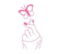 Applause Hands Human Hand Sketch Thumbs up and Heart Shape Fingers Symbol and Other Gestures Engraving Stickers 34x65.3cm Do not Damage The Wall Surface Pink