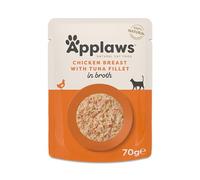 Applaws 100% Natural Adult Wet Cat Food, Chicken Breast with Tuna Fillet in Broth 70g Pouch (12 x 70 g Pouches)