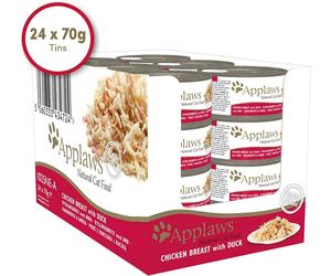 Applaws 100% Natural Wet Cat Food, Chicken with Duck Can, 70g (Pack of 24)