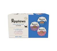 Applaws 100% Natural Wet Cat Food Pot, Multipack Fish Selection in Broth 60g Pots (Pack of 4, Total 32 Pots)