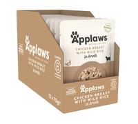 Applaws 100% Natural Wet Cat Food Pouch, Chicken with Wild Rice Broth 70g x 12