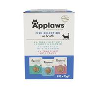 Applaws Adult Mixed Pack Cat Pouches in Broth 12 x 70g - Fish Selection (3 flavours)