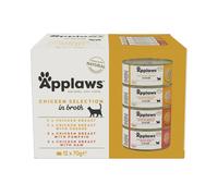 Applaws Natural Wet Cat Food Tin, Chicken Multipack Selection in Broth 70g (Pack of 12 x 70g Tins)