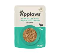 Applaws 100% Natural Wet Cat Food, Tuna Fillet with Anchovy in Broth, Pack of 12 x 70g Pouches