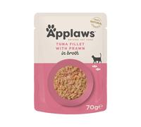 Applaws 100% Natural Wet Cat Food, Tuna Fillet with Pacific Prawn in Broth 12 x 70 g Pouches