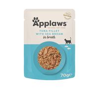 Applaws 100% Natural Wet Cat Food Pouch, Tuna Fillet with Seabream in Broth 70 g, 12 x 70 g Pouches