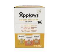 Applaws Cat Pouches in Broth Mixed Pack 70g - Chicken Selection: 3 Varieties (12 x 70g)