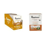 Applaws Chicken with Chicken Liver in Jelly Wet Cat Food Pouches 16 x 70g + 100% Natural Chicken Selection Multipack of Pouches in Broth 12 x 70g