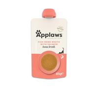 Applaws Natural Fish Bone Broth with Salmon for Cats, Wet Cat Food Soup Supports Hips, Joints, Digestion and Hydration, High in Collagen 12x85g Spout Pouch