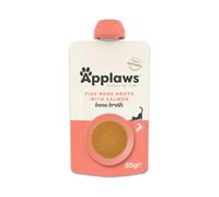 Applaws Natural Fish Bone Broth with Salmon for Cats, Wet Cat Food Soup Supports Hips, Joints, Digestion and Hydration, High in Collagen 12x85g Spout