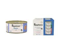 Applaws Natural Senior Tuna with Sardines in Soft Mousse Wet Cat Food Tins 24 x 70g + Fish Selection Multipack of Tins in Broth 12 x 70g