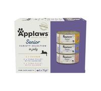 Applaws Senior Wet Cat Food for Mature Cats, Multipack Tuna and Chicken Selection in a soft Mousse 6 x 70g Tin