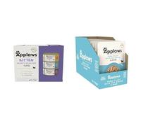 Applaws Natural Tuna and Chicken Selection in Jelly Wet Senior Cat Food Tins 6 x 70g + Tuna Fillet with Seabream in Broth Wet Adult Cat Food Pouches 12 x 70g