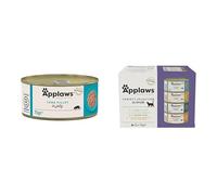 Applaws Natural Tuna Fillet in Jelly Wet Adult Cat Food Tins 24 x 70g + Chicken and Fish Selection Multipack of Tins in Broth 12 x 70g