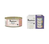 Applaws Natural Tuna with Salmon in Soft Mousse Jelly Wet Senior Cat Food Tins 24 x 70g + Chicken and Fish Selection Multipack of Tins in Broth 12 x 70g