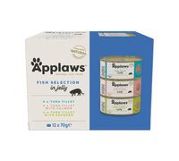 Applaws Natural Wet Cat Food Adult , Fish Selection Multipack in Jelly 70g Tin (Pack of 12)