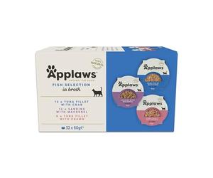 Applaws Natural Wet Cat Food, Fish Selection in Broth 60g Pots (60g x 32 Pots)
