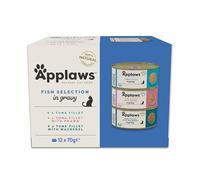 Applaws Natural Wet Cat Food in Gravy, Multipack Fish Selection in Gravy in 70g Tins (12x70g cans)