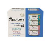 Applaws Natural Wet Cat Food, Multipack Fish Selection in Broth 70 g Tin (Pack of 12)