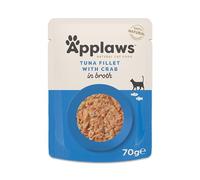 Applaws Natural Wet Cat Food Pouch, Tuna with Crab in Broth - 12 x 70g