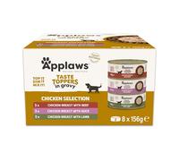 Applaws 100% Natural Wet Dog Food Tin, Grain Free Chicken and Meat Selection in Gravy 8 x 156g Tins