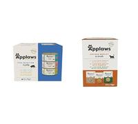 Applaws Nautral Fish Selection in Jelly Wet Cat Food Tins 12 x 70g + 100% Natural Chicken Selection Multipack of Pouches in Broth 12 x 70g