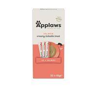 Applaws Salmon Creamy Lickable Cat Treats for Cats and Kittens 32x15g, Grain Free Puree 15g Sachet