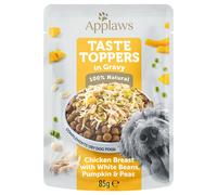 Applaws Taste Toppers in Gravy Saver Pack 24 x 85g - Chicken Breast with White Beans, Pumpkin & Peas